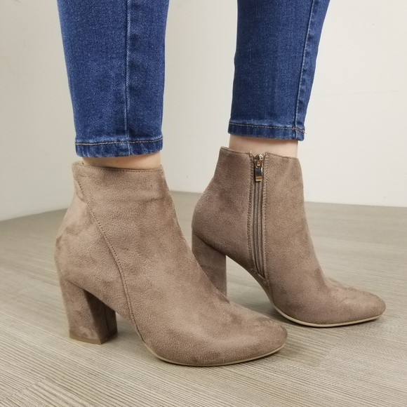 Pointy Toe Tan Vegan Suede Ankle Boots-FF - Picture 7 of 8